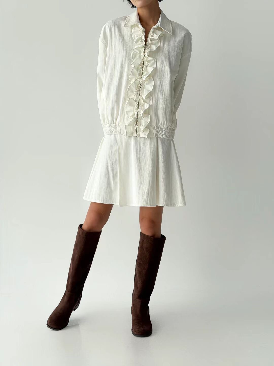 荷葉有領夾克  短裙(分售)