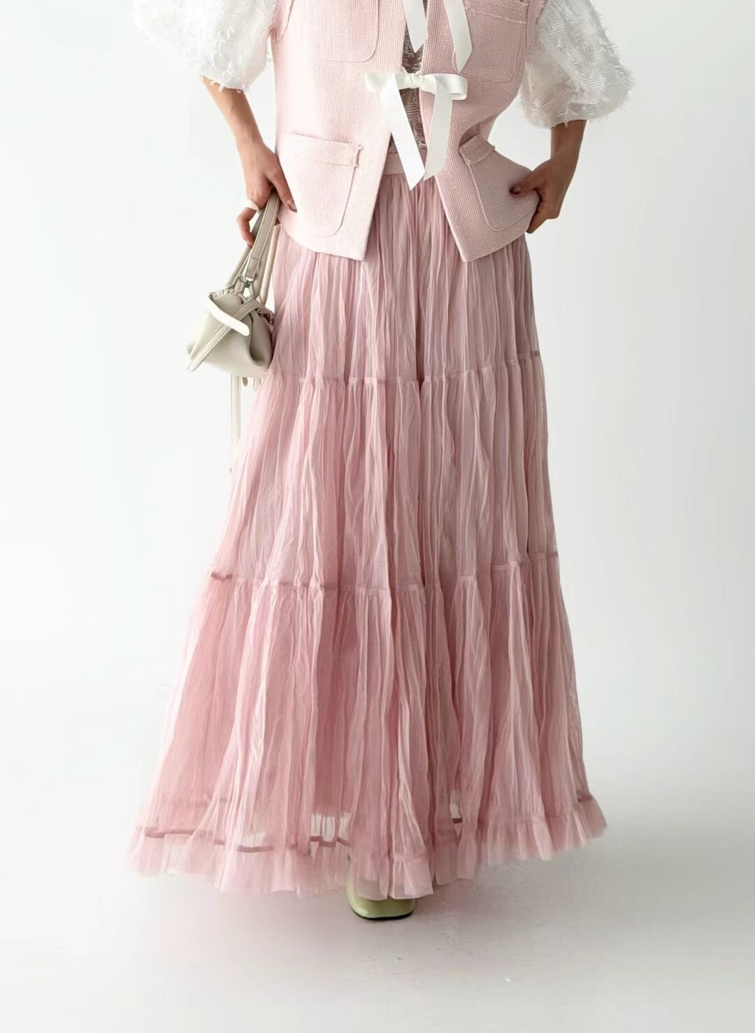 皺褶A字長裙