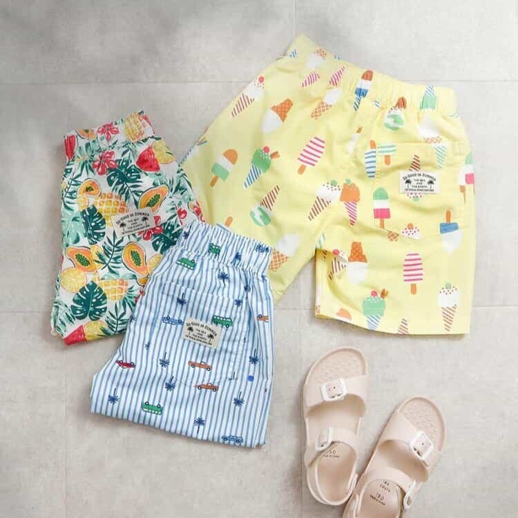 日本 90-130 夏日輕薄兒童泳褲 沙灘褲 3色