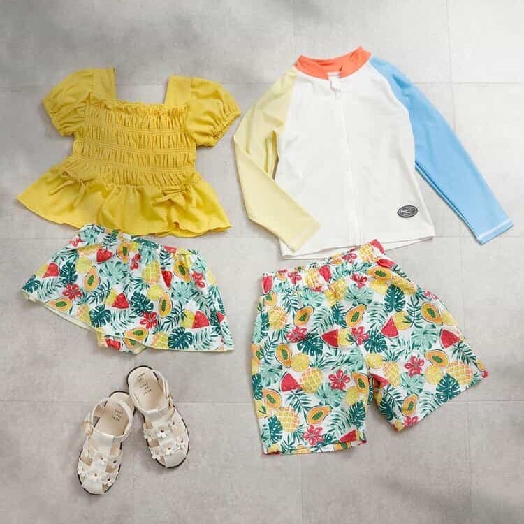 日本 90-130 雙色防曬泳衣 外套