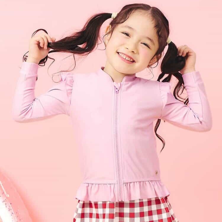 日本 90-140 女孩荷葉防曬泳衣 外套