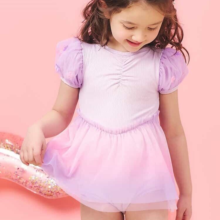 日本 90-140 極光薄紗公主連身泳衣 2色