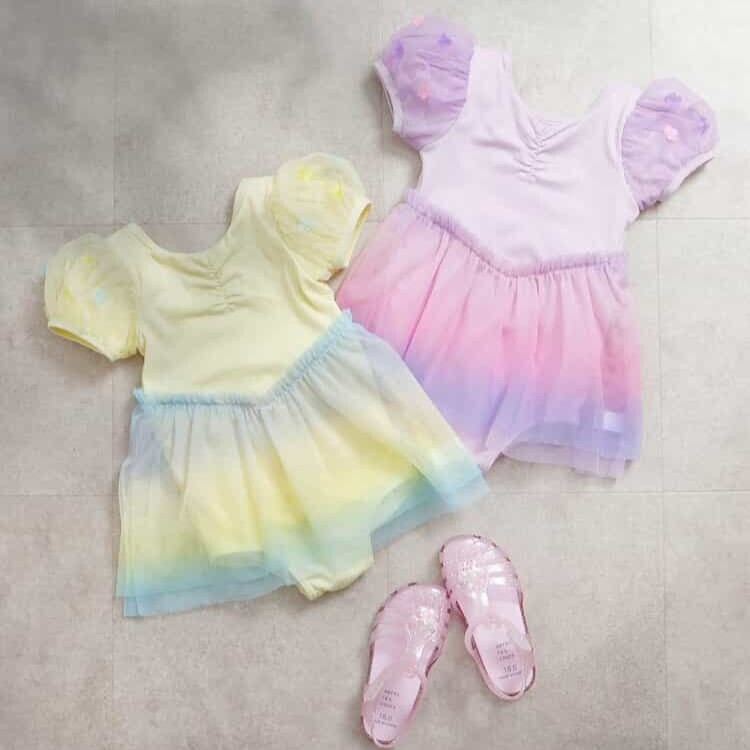 日本 90-140 極光薄紗公主連身泳衣 2色