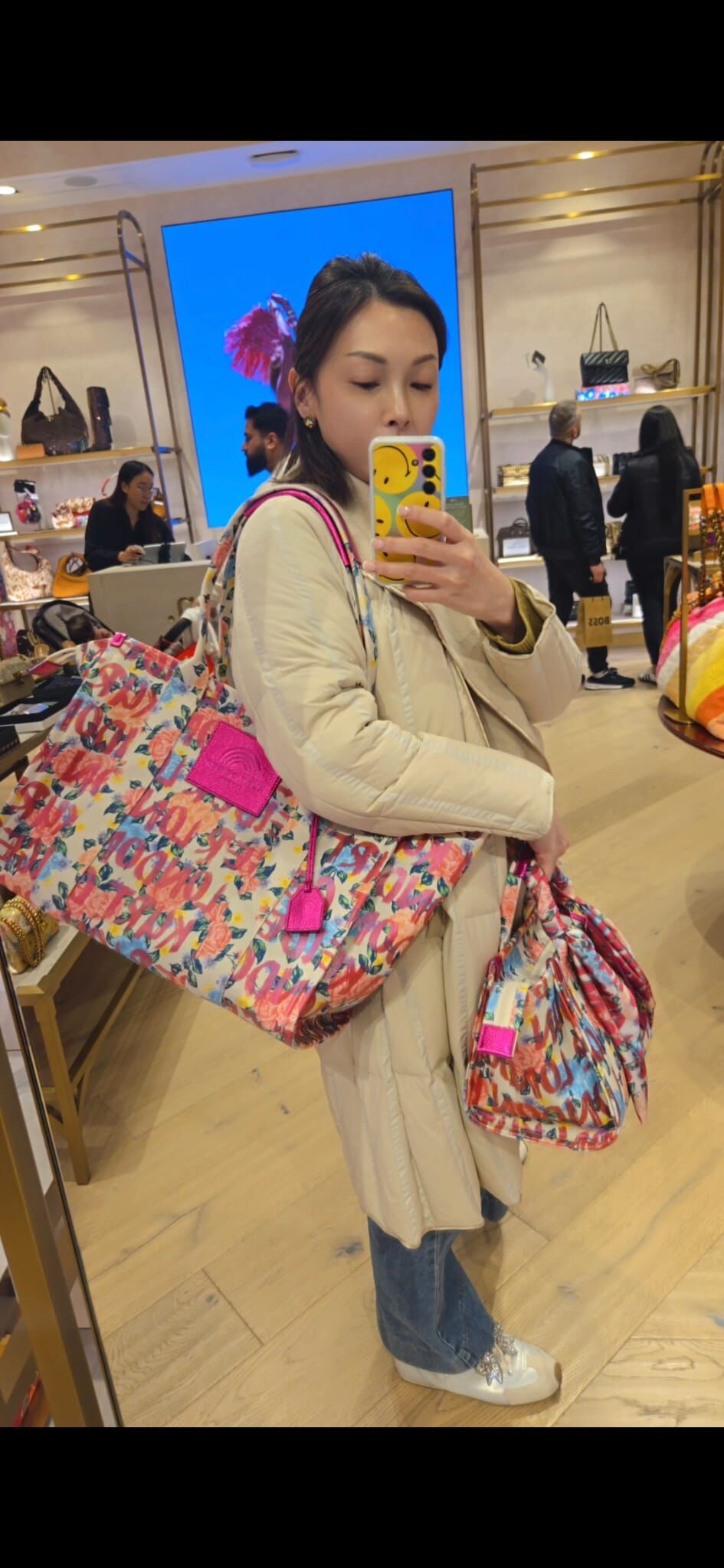 英國代購 (獨立訂單)-KG Kurt Geiger LIMEHOUSE SM SHOPPER PINK COMB L SIZE