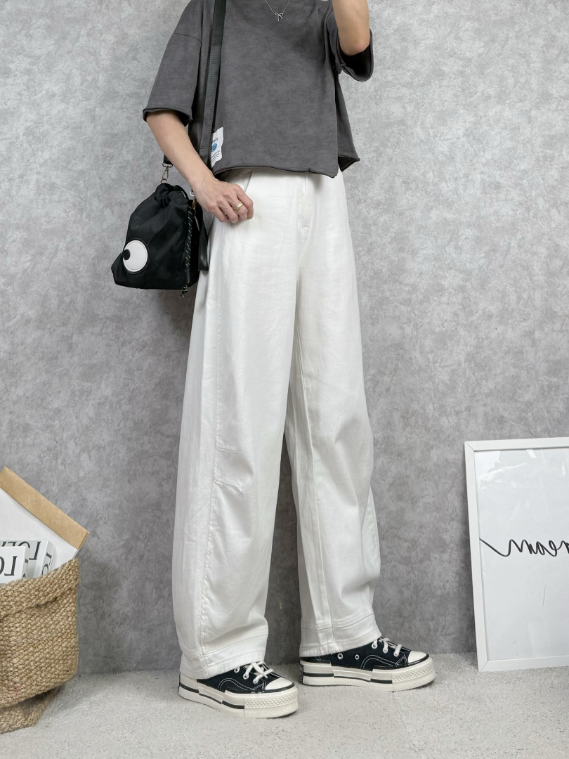 藏肉彎刀寬褲｜韓系顯瘦休閒長褲