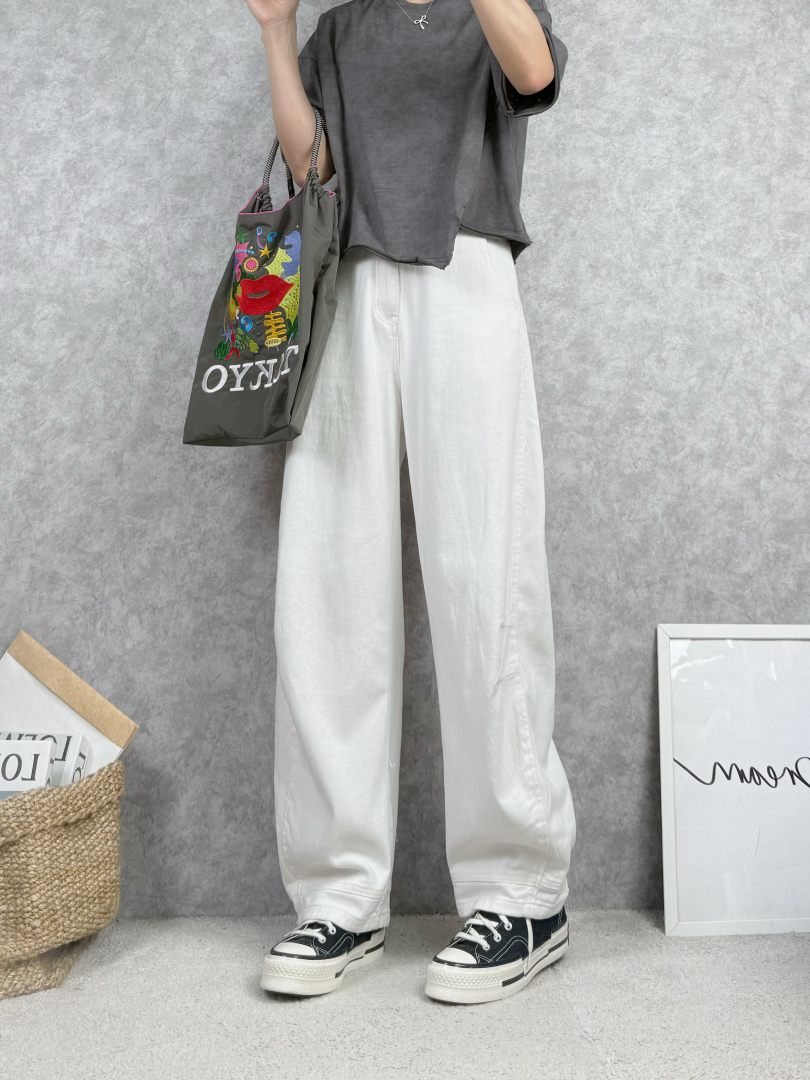 藏肉彎刀寬褲｜韓系顯瘦休閒長褲