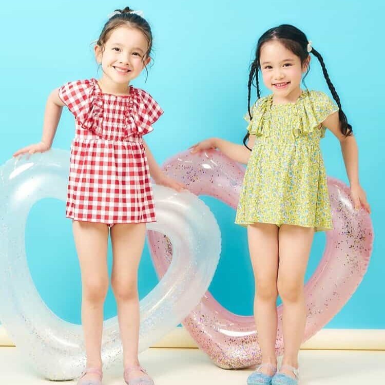 日本 90-140 大荷葉褶皺連身泳衣 6色