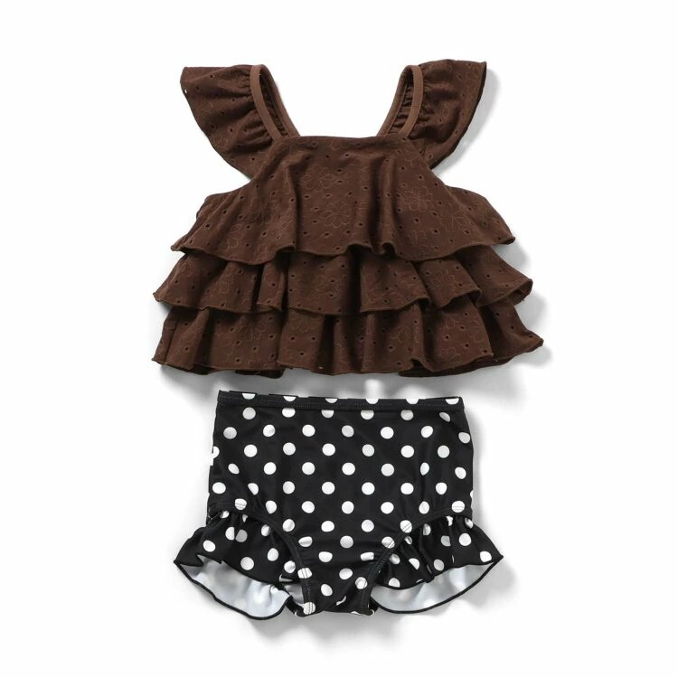 日本 90-140 蛋糕蕾絲2件式泳衣 2色