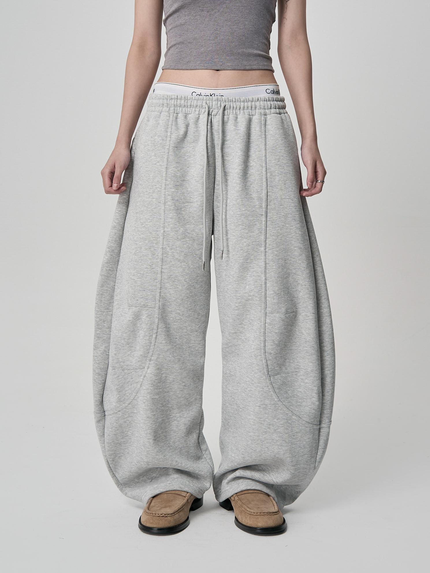 寬鬆雙側線棉長褲