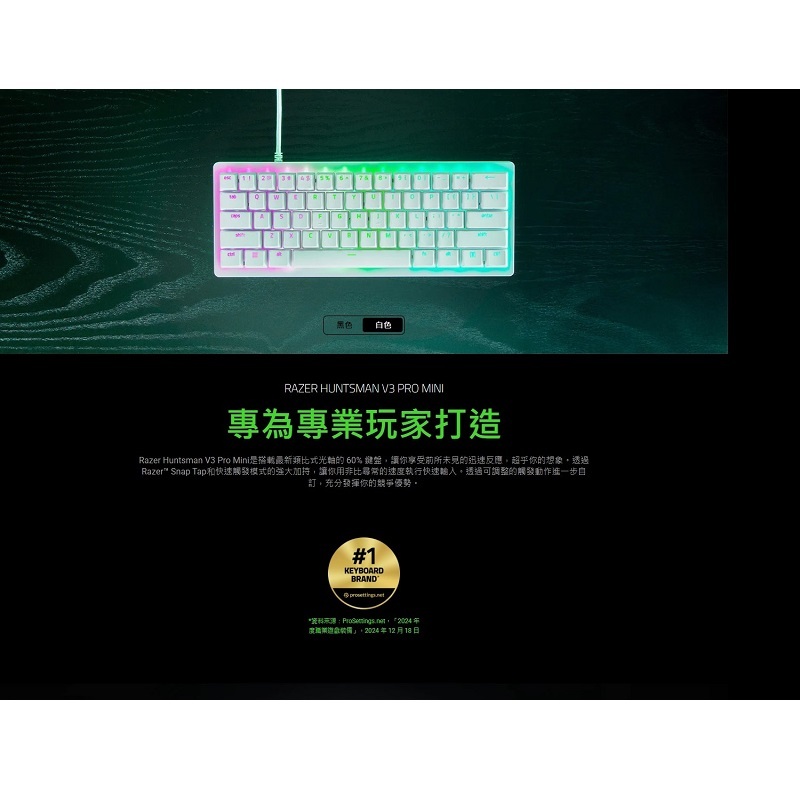 雷蛇 獵魂光蛛 Huntsman V3 Pro Mini-Analog 白/英文/RZ03-04991700-R3M1