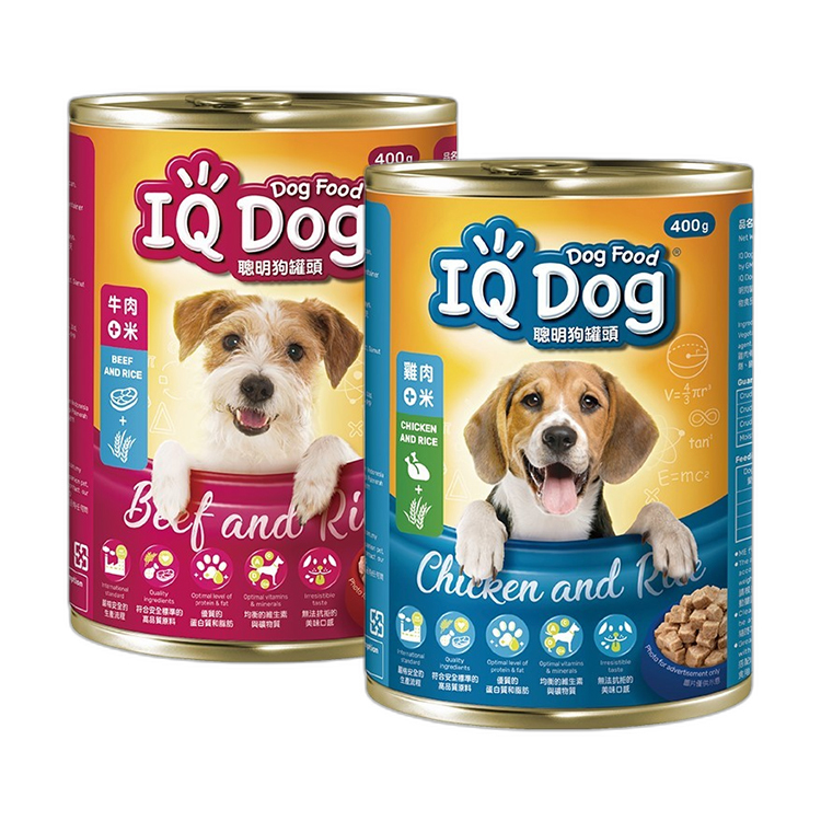 【IQ DOG】聰明狗罐頭(狗罐/成犬適用)400g-牛肉/雞肉