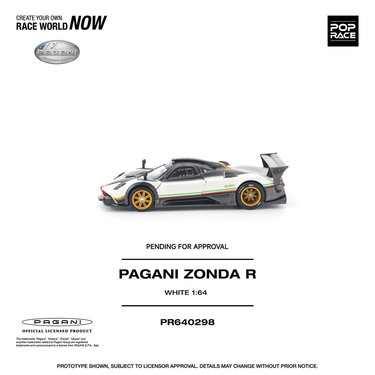 [預訂] POPRACE 1/64 PAGANI ZONDA R WHITE