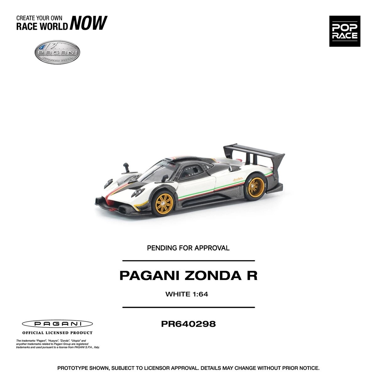 [預訂] POPRACE 1/64 PAGANI ZONDA R WHITE