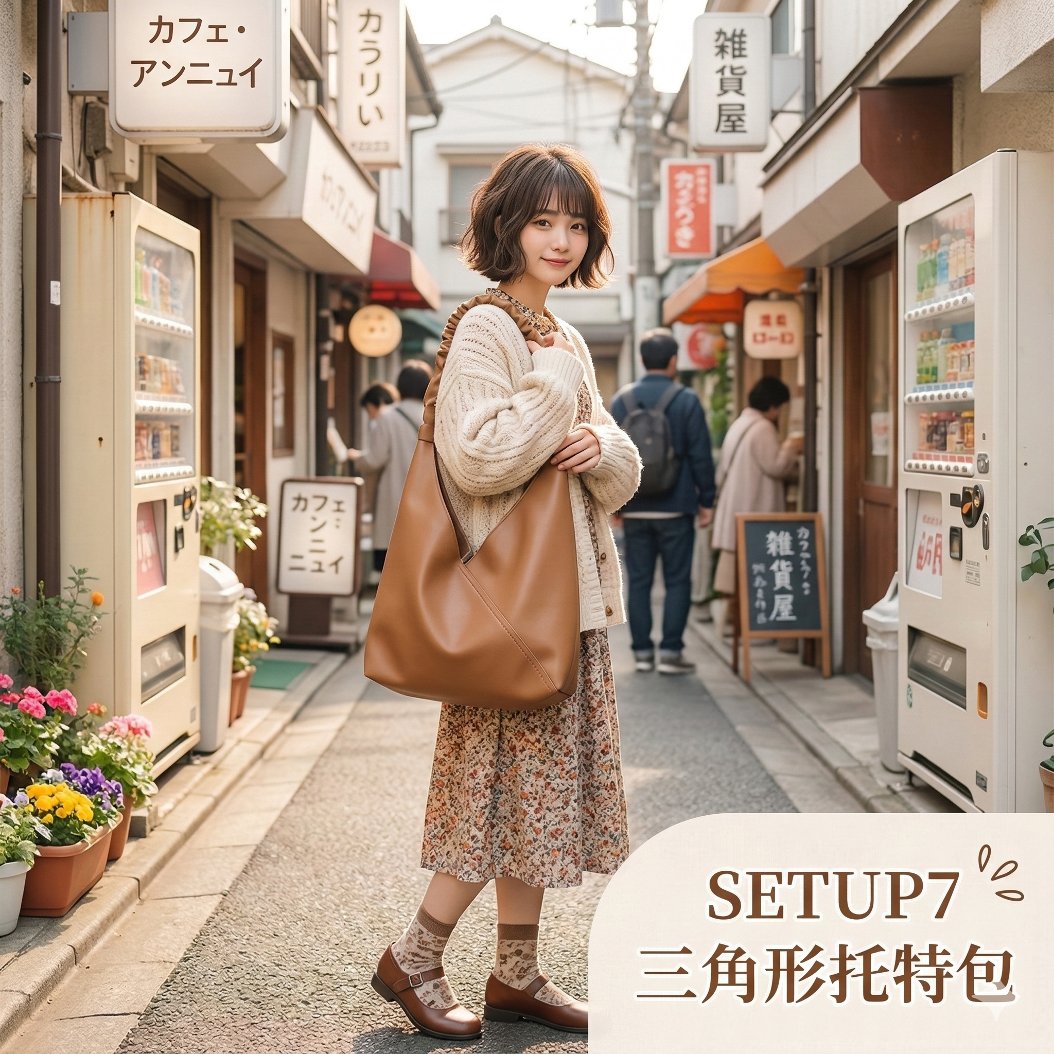 【預購】J0309602 SETUP7 三角形托特包 米色