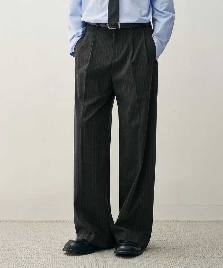 <徐康俊同款!!🇰🇷>韓國 Draw Fit 條紋 直筒 西裝褲 二色