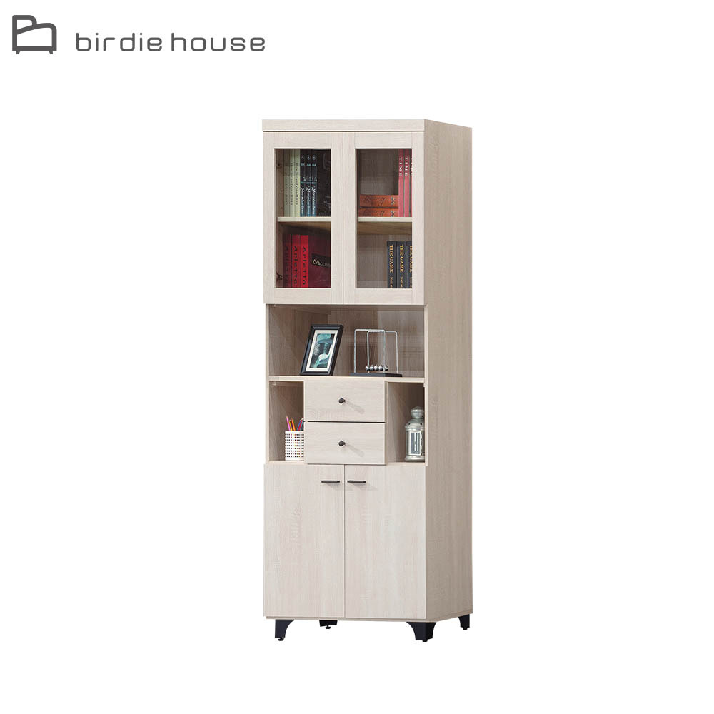 柏蒂家居-諾蘭2.7尺四門中二抽書櫃/收納置物櫃/展示櫃