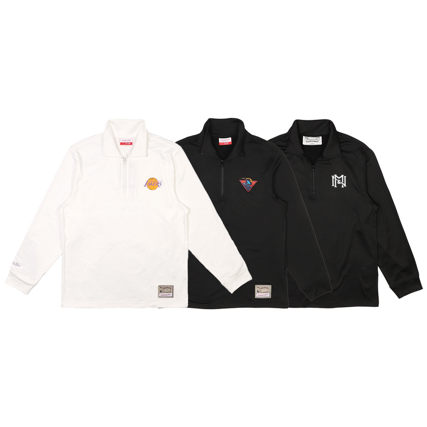 Mitchell & Ness NBA QUARTER-ZIP PULLOVER TEE 黑色 白色 勇士 湖人 M&N 基礎款 半開襟 長T【NBATE0370】