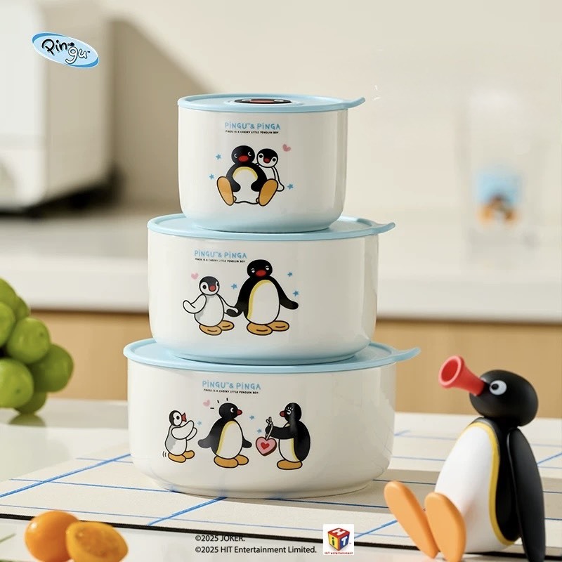 PINGU 企鵝家族 陶瓷保鮮碗 (3入組)