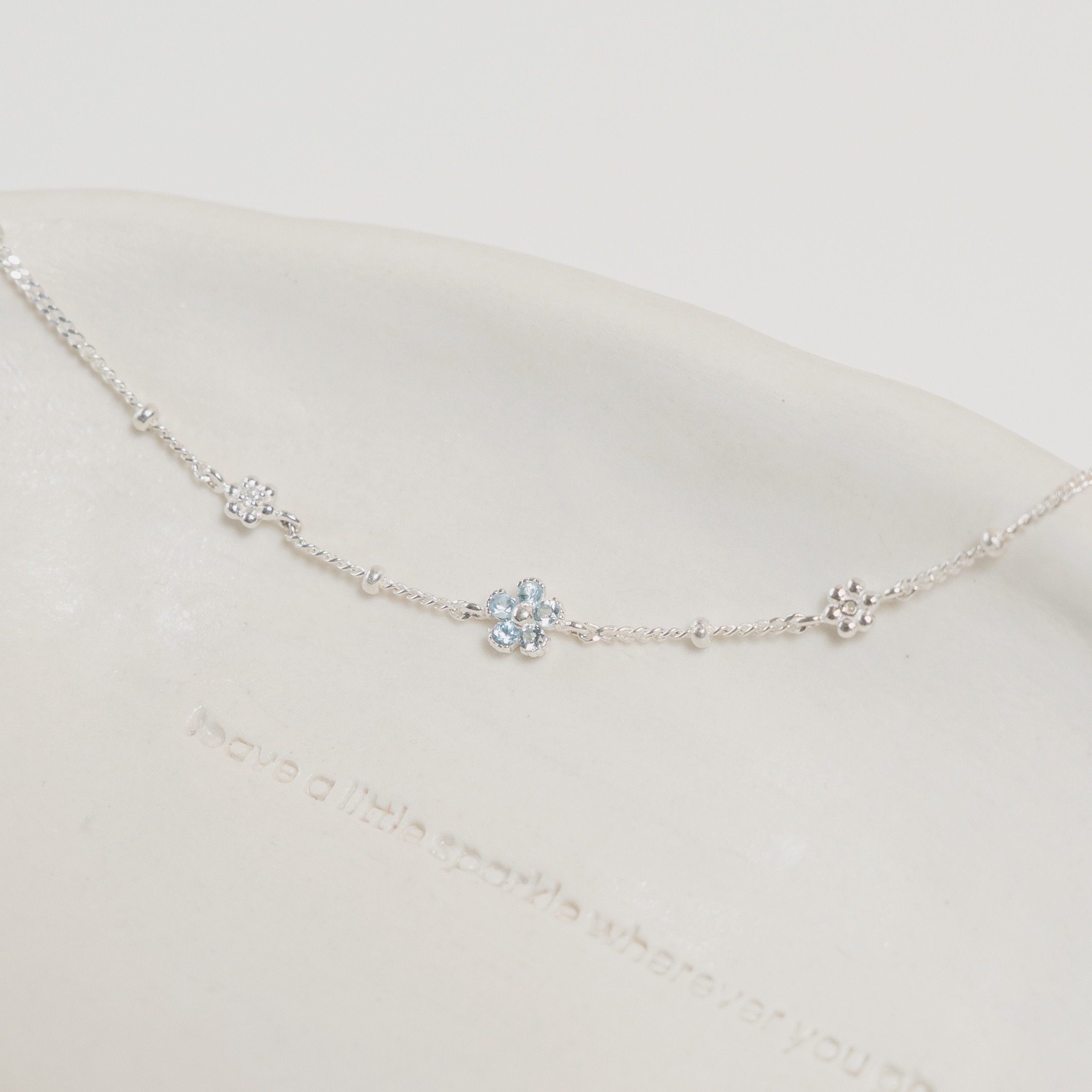 小花花藍色系寶石細珠手鍊