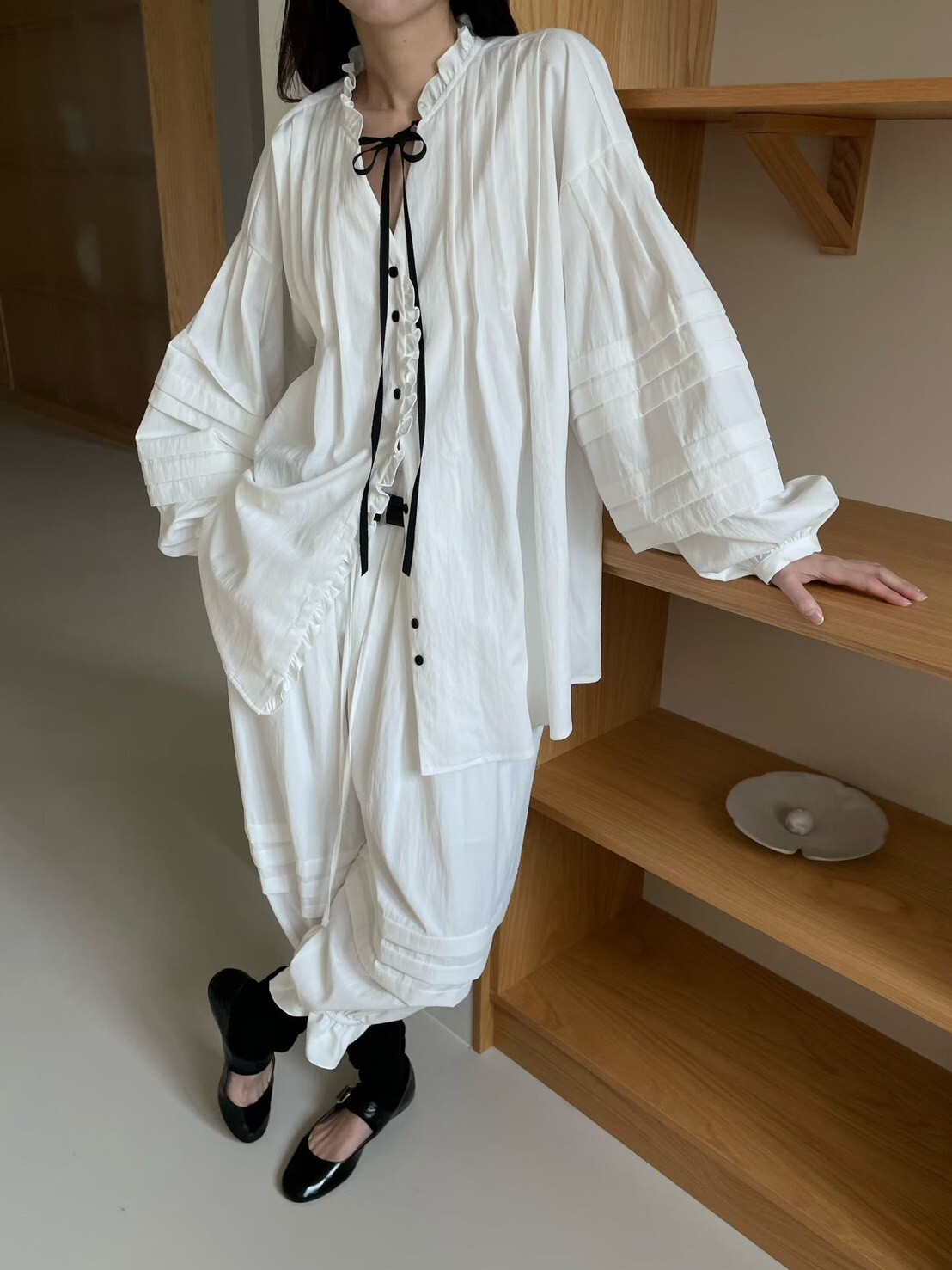 #AF55法式花邊長版衫