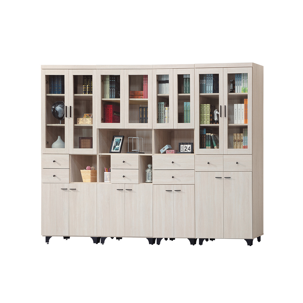 柏蒂家居-諾蘭10.1尺多功能收納書櫃/展示置物櫃組合