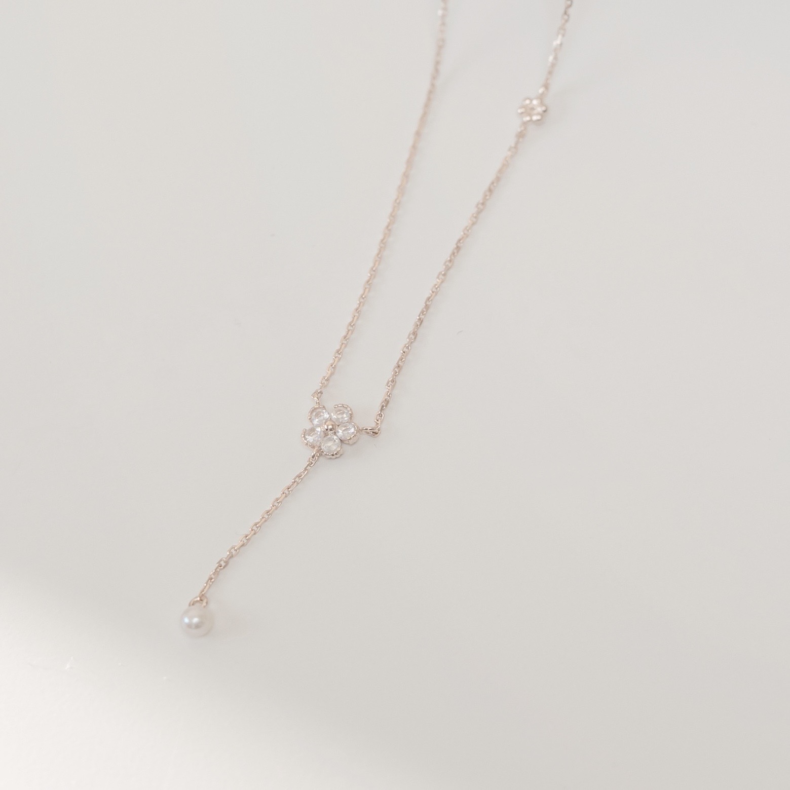 花花月光石珍珠微Y字項鍊