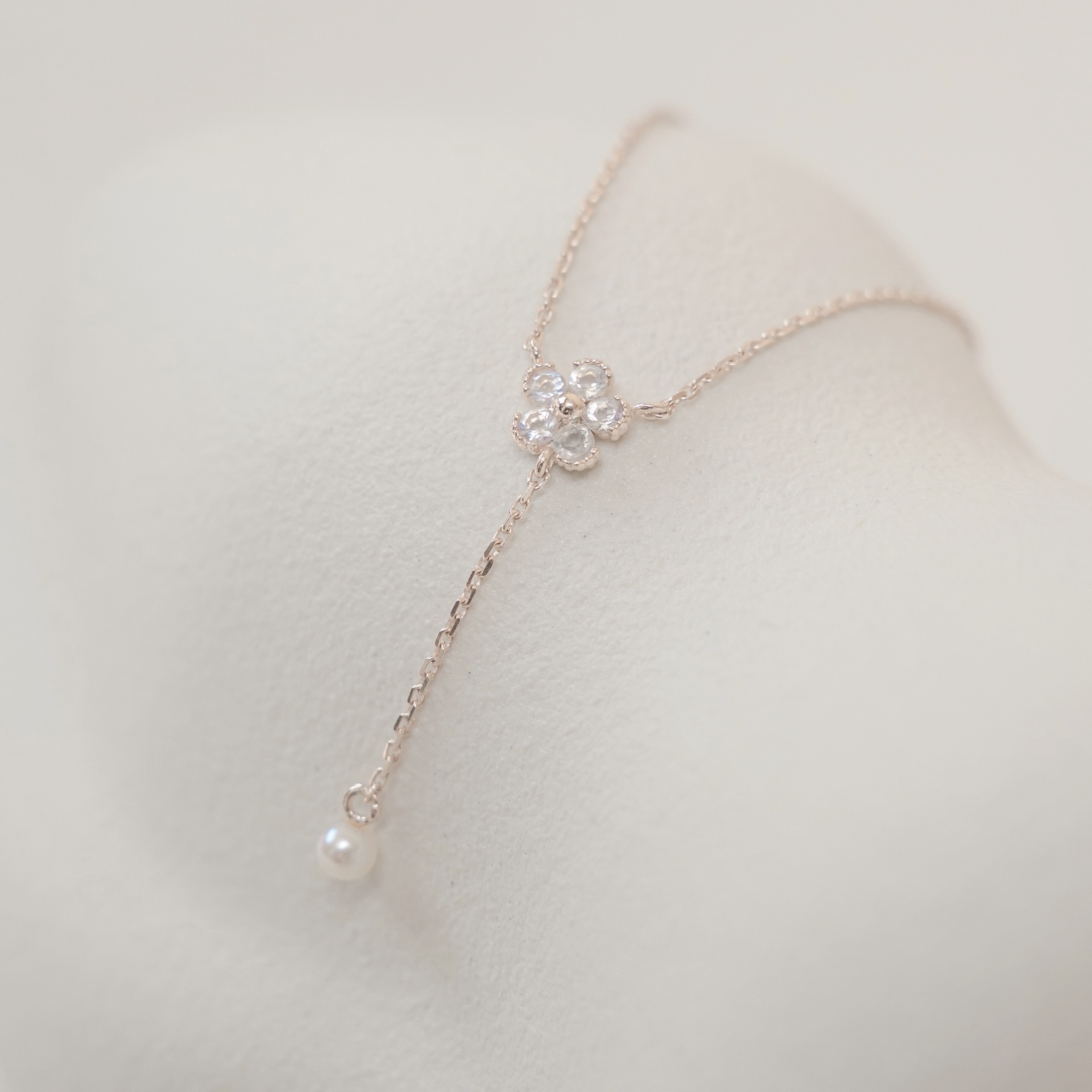 花花月光石珍珠微Y字項鍊