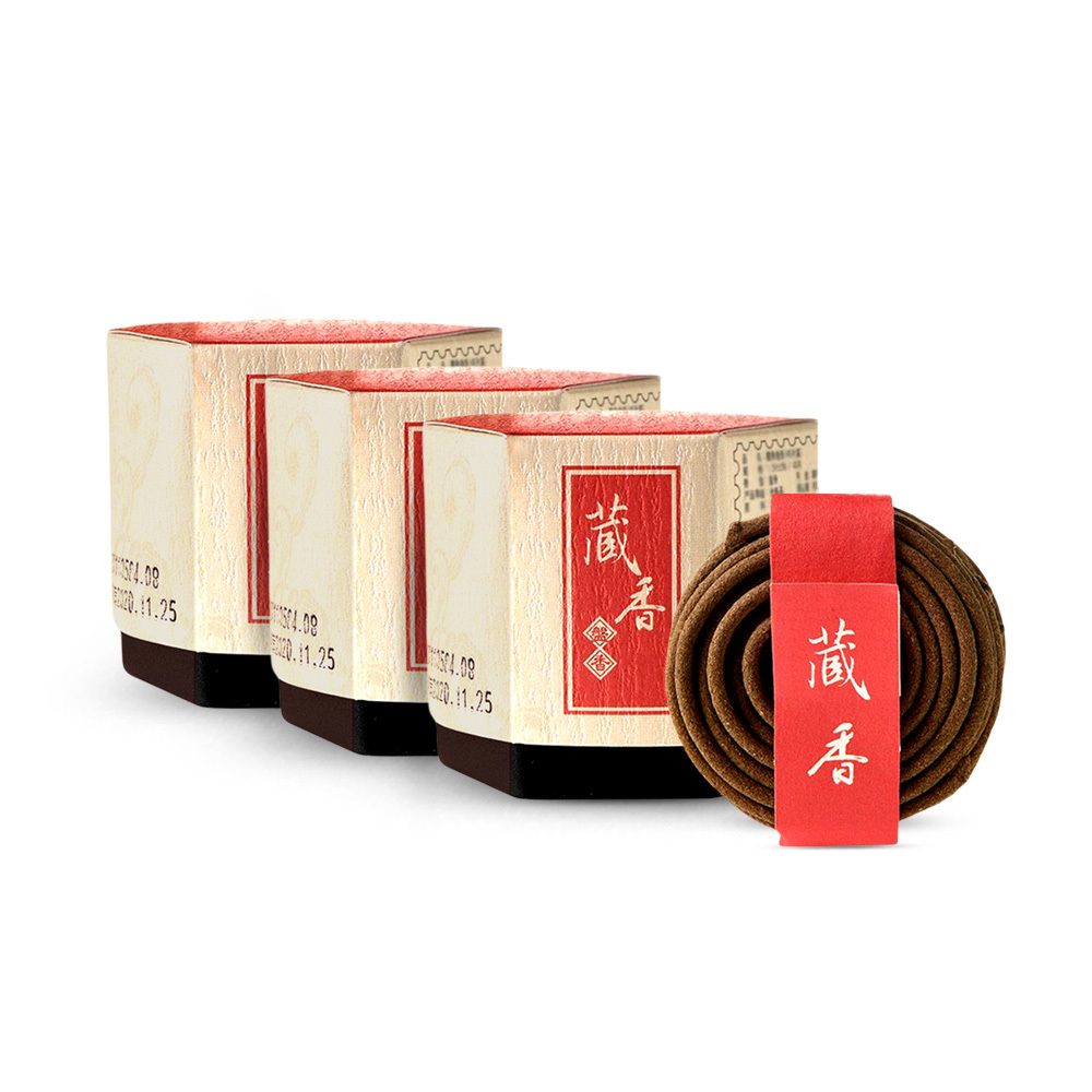 富山香堂十藥七寶藏香1.5H盤香西藏秘製除障開運40片