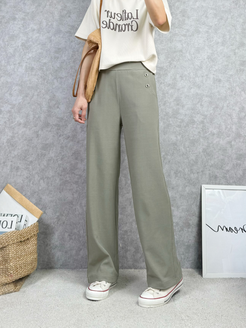 側鈕顯瘦彈力西裝褲｜修飾腿型質感長褲