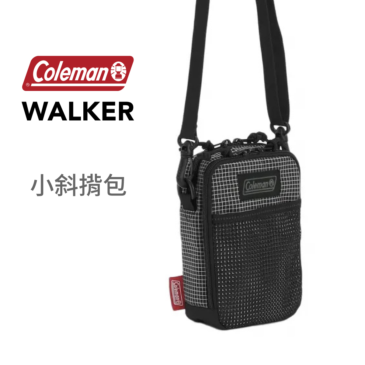 美國品牌Coleman WALKER 小斜揹包 -黑色方格 (13 x 19 x 6cm)-2235060