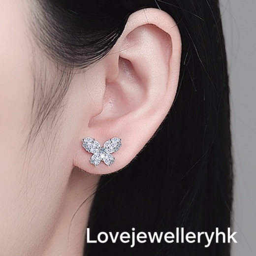 全莫桑鑽蝴蝶耳環         E1.38C019
