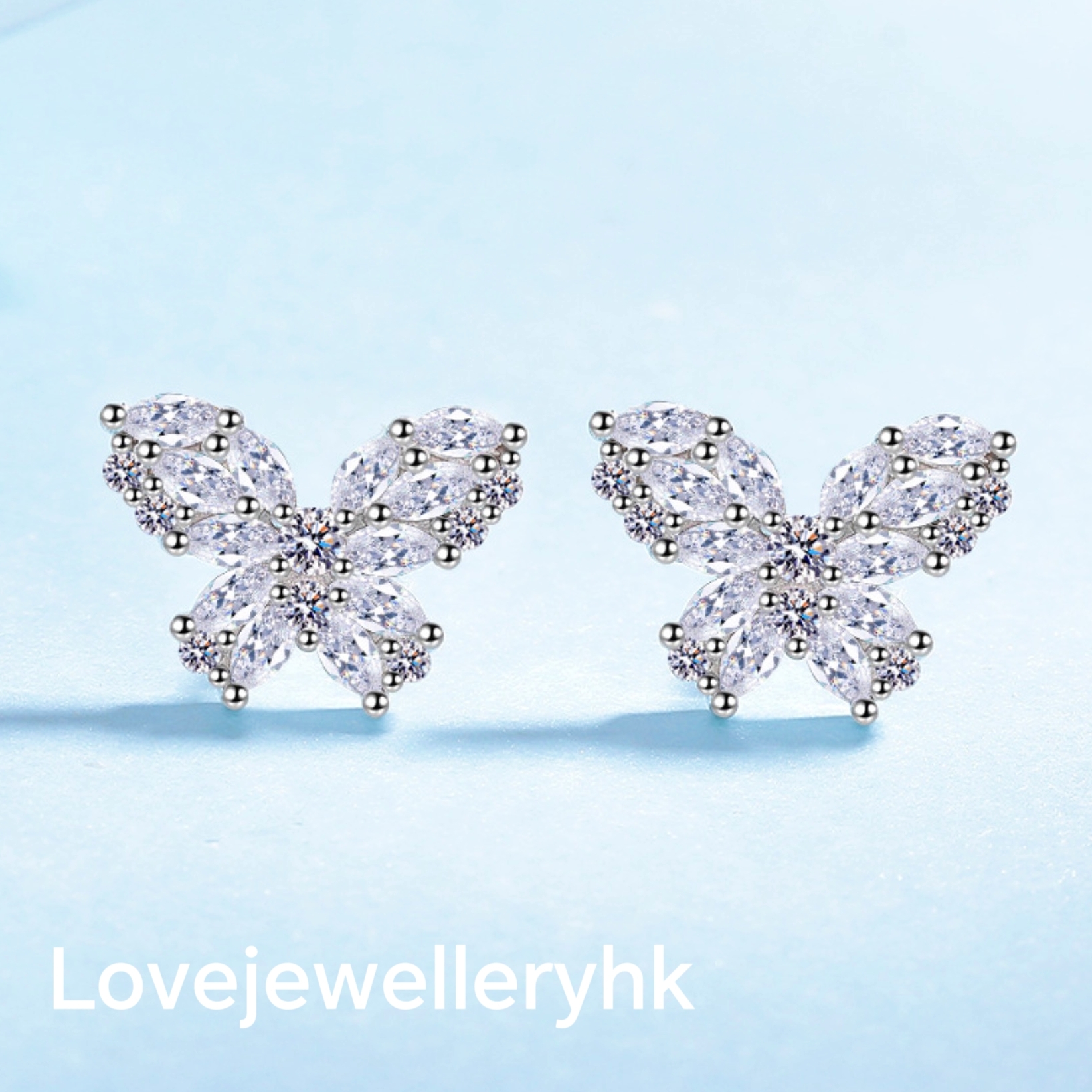 全莫桑鑽蝴蝶耳環         E1.38C019