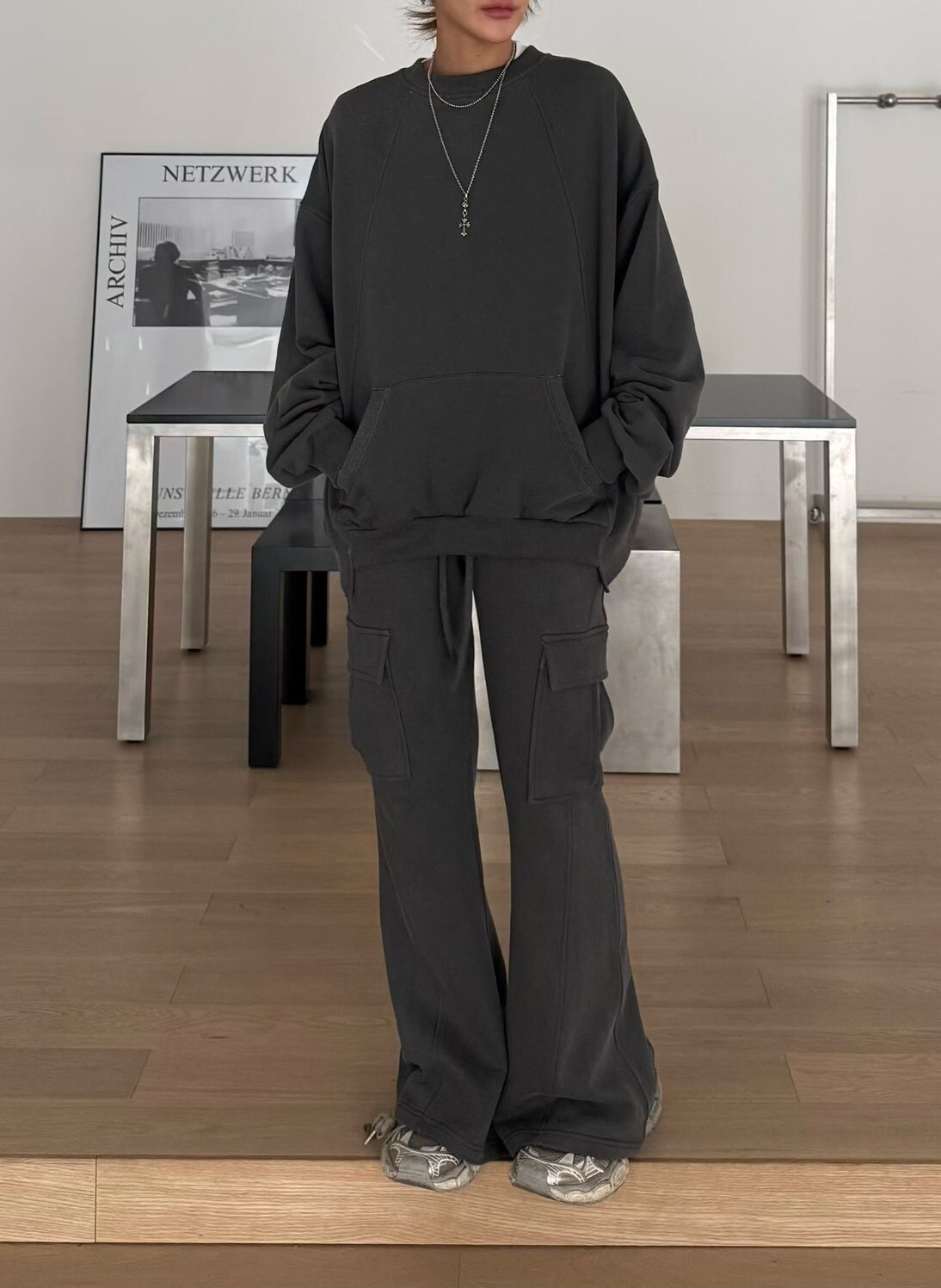 #AF59口袋修身休閒褲(墨/黑)