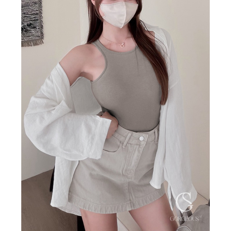 G5852 「馬鞍88水洗牛仔A字褲裙」