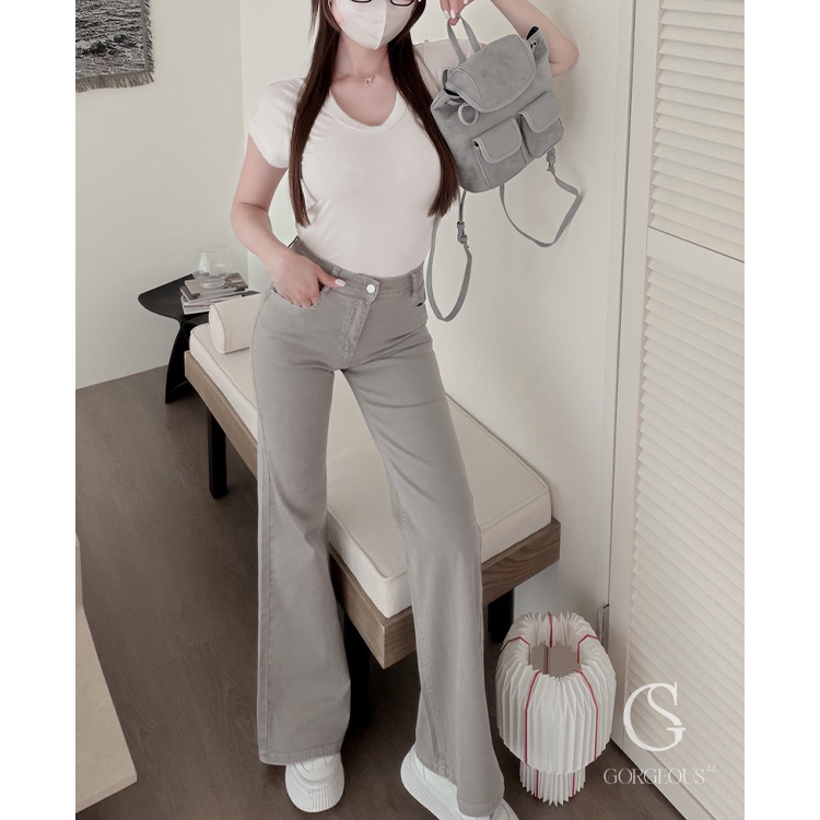 G5851 「限量彈力長腿喇叭褲」