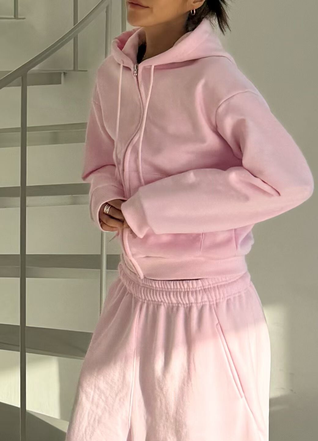 #AF60挺版短款連帽外套(粉/灰/黑)