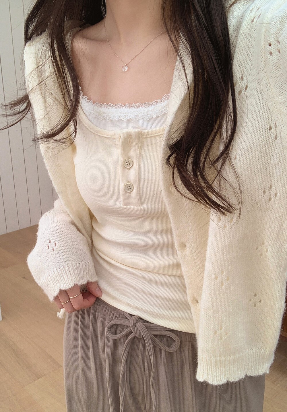 韓國grace muse授權 浪漫織花情調排釦針織連帽外套