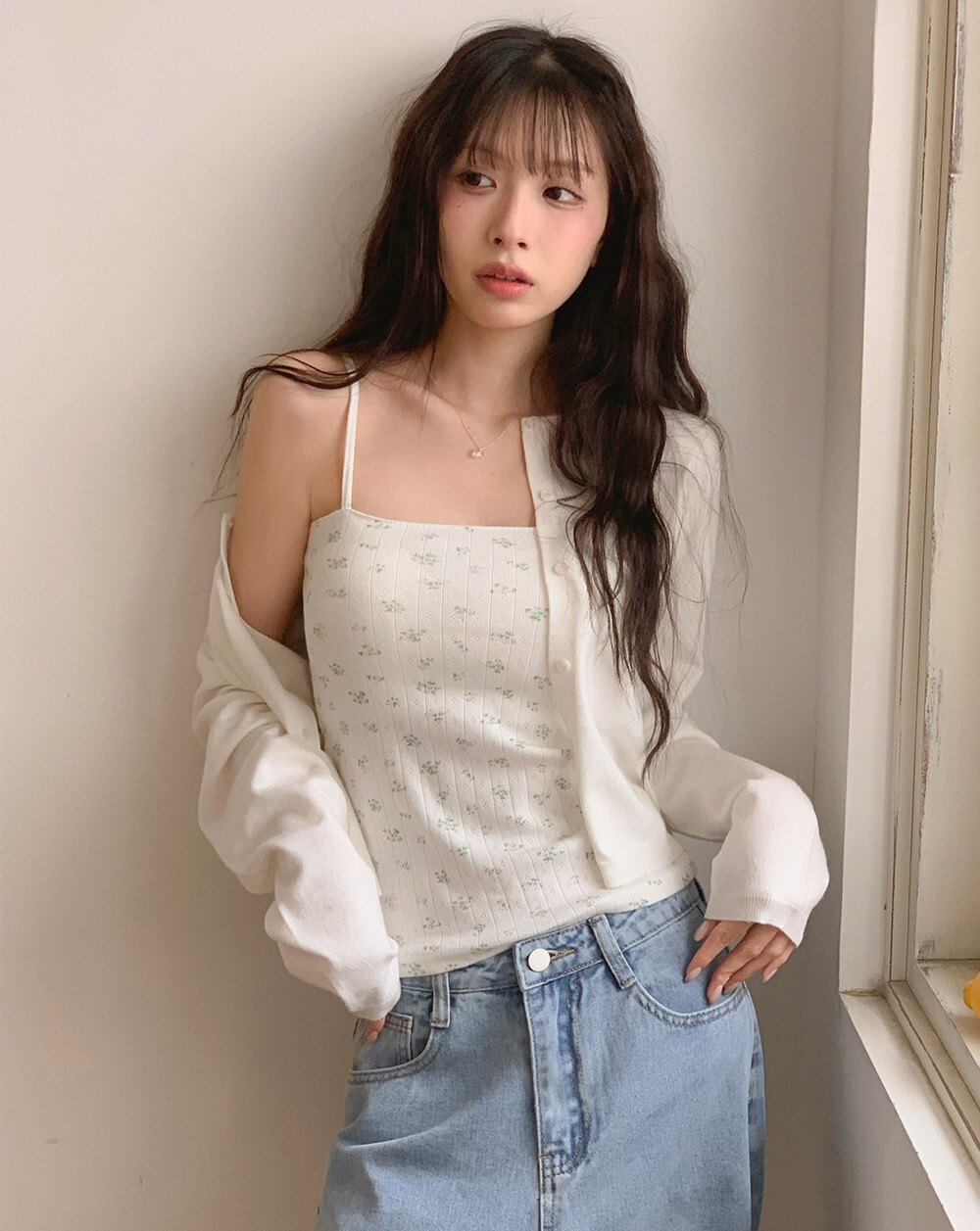 韓國grace muse授權 初戀白月光碎花附胸墊平領背心