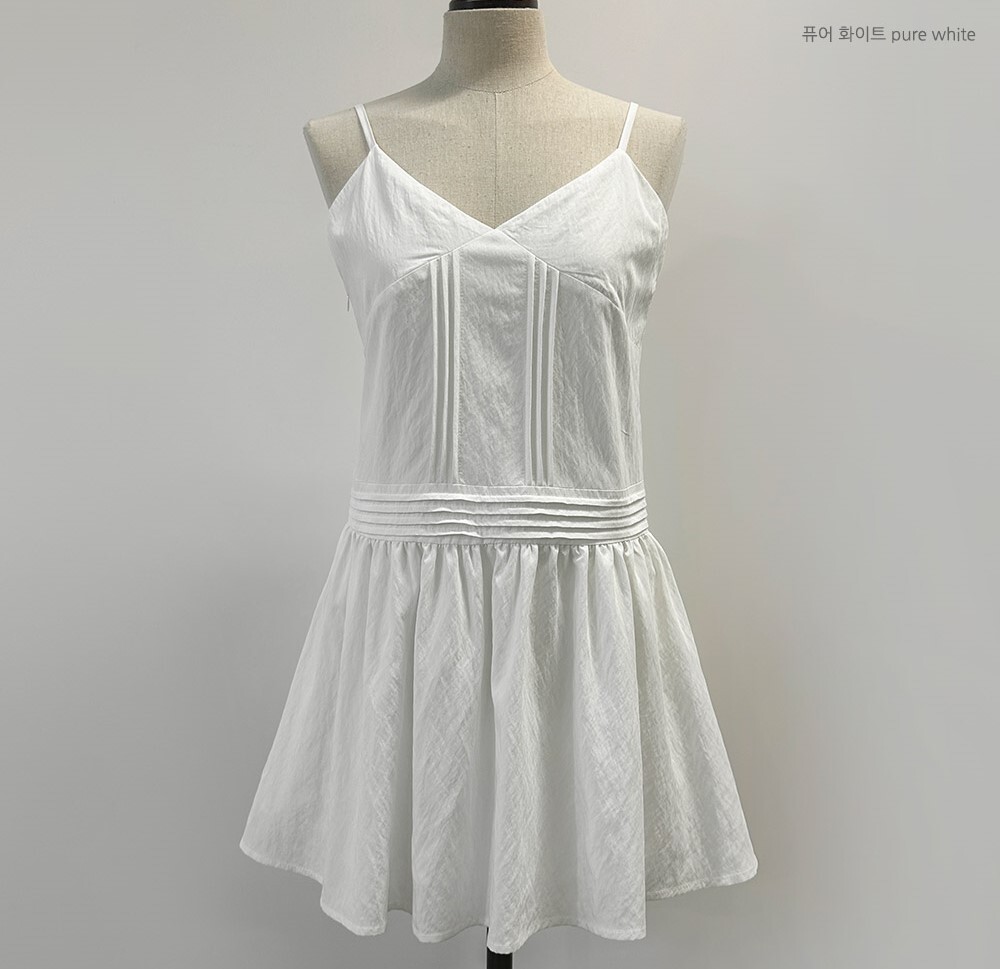 韓國grace muse授權 春日溫柔簡約線條V領連身裙