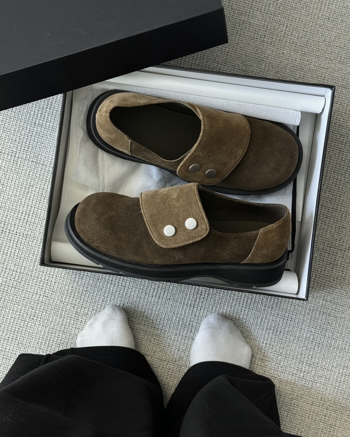 <春天懶人鞋🤎>ARCCC 拼色魔鬼氈 圓頭德比鞋 樂福鞋 德訓鞋