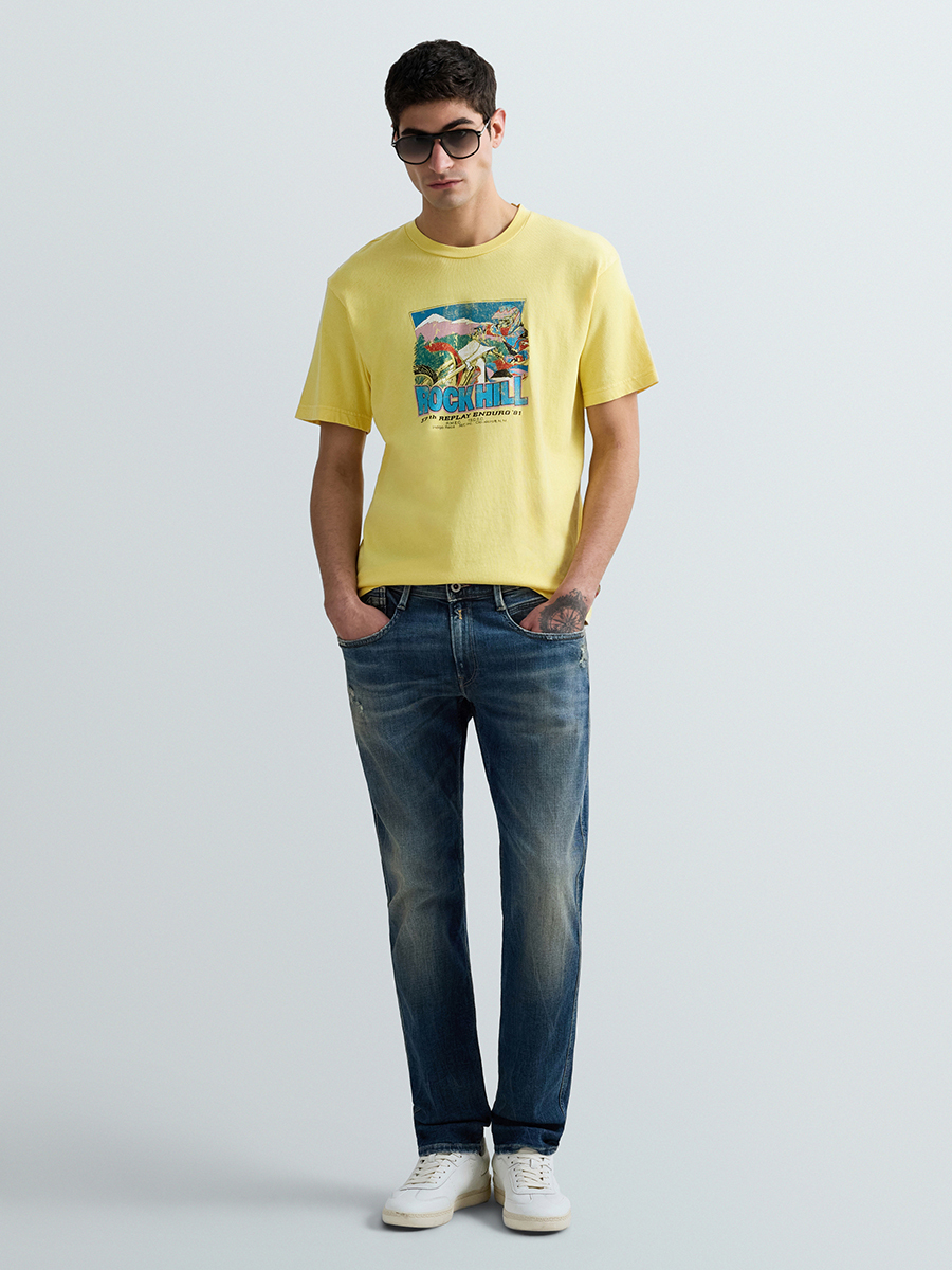 ANBASS 復古修身丹寧牛仔褲