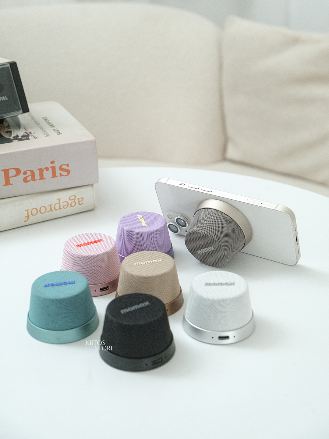 【預購】Momax 摩米士 1-Vibe Go 迷你磁吸支架無線音箱 藍芽音響 單顆 掛繩套裝組