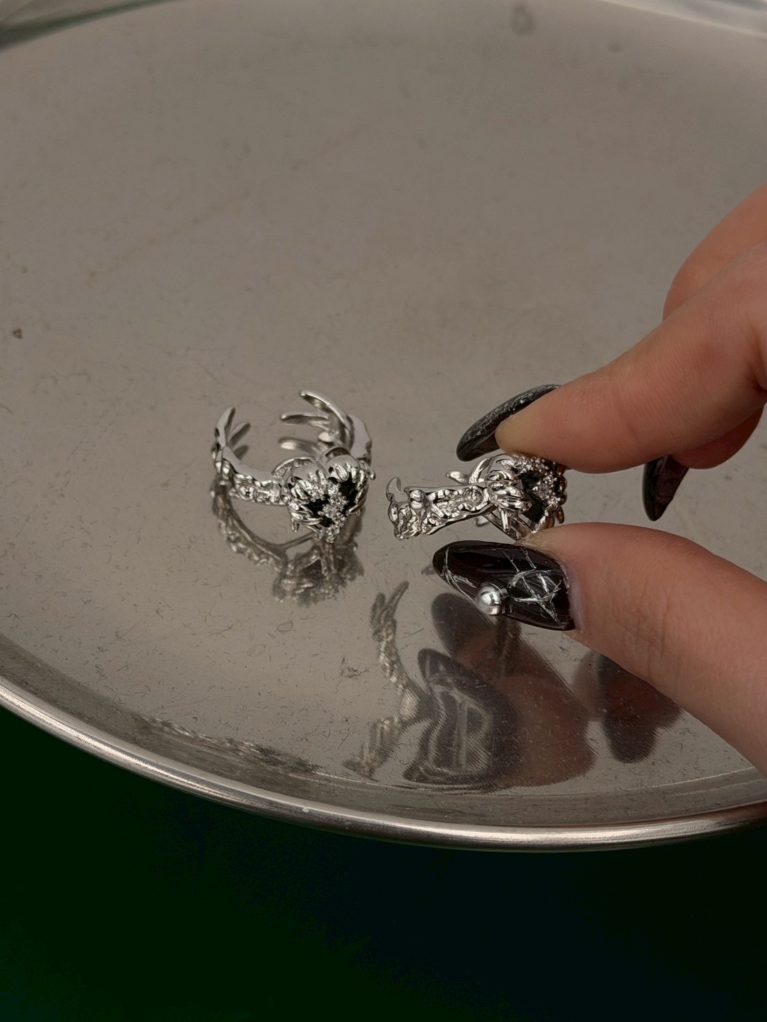 熔岩愛心+黑星光開口戒set