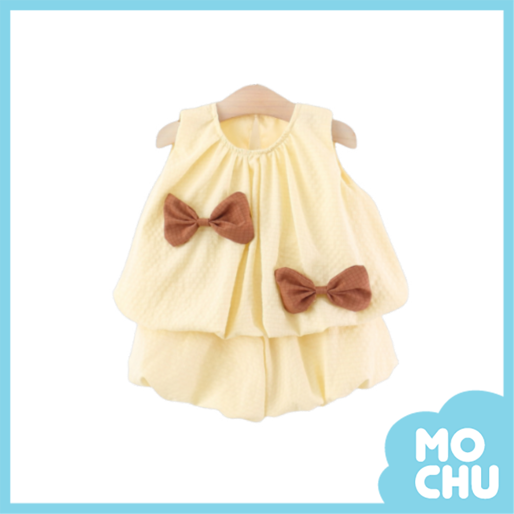 蝴蝶結細格花苞套裝(二色)