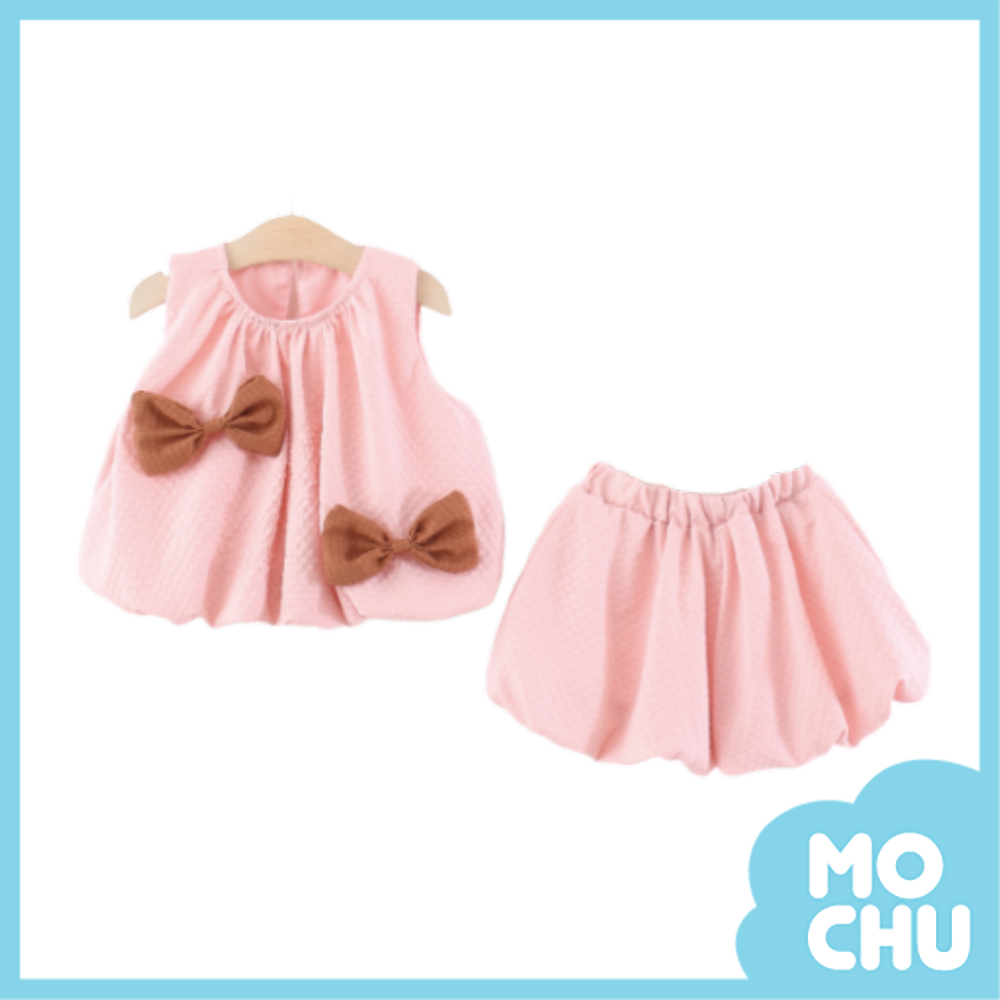 蝴蝶結細格花苞套裝(二色)