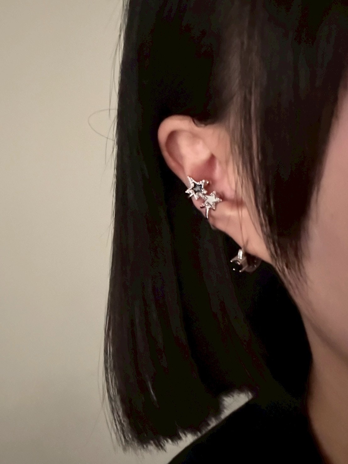 star ring 💫不對稱閃鑽星星耳骨夾set