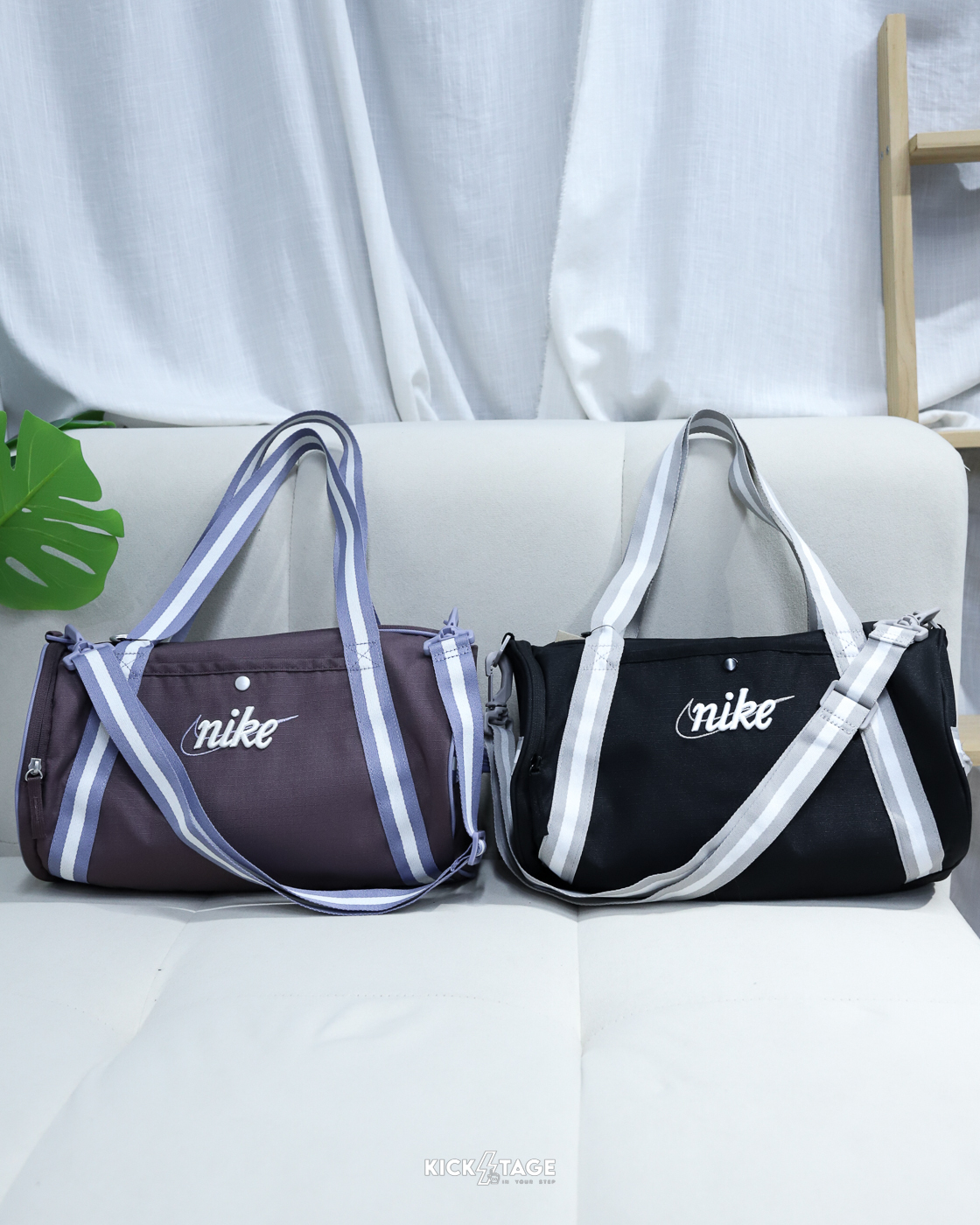 NIKE HERITAGE 黑色 紫色 可調節 帆布 健身袋 手提袋 圓桶包 肩背包 側背包【DR6261】