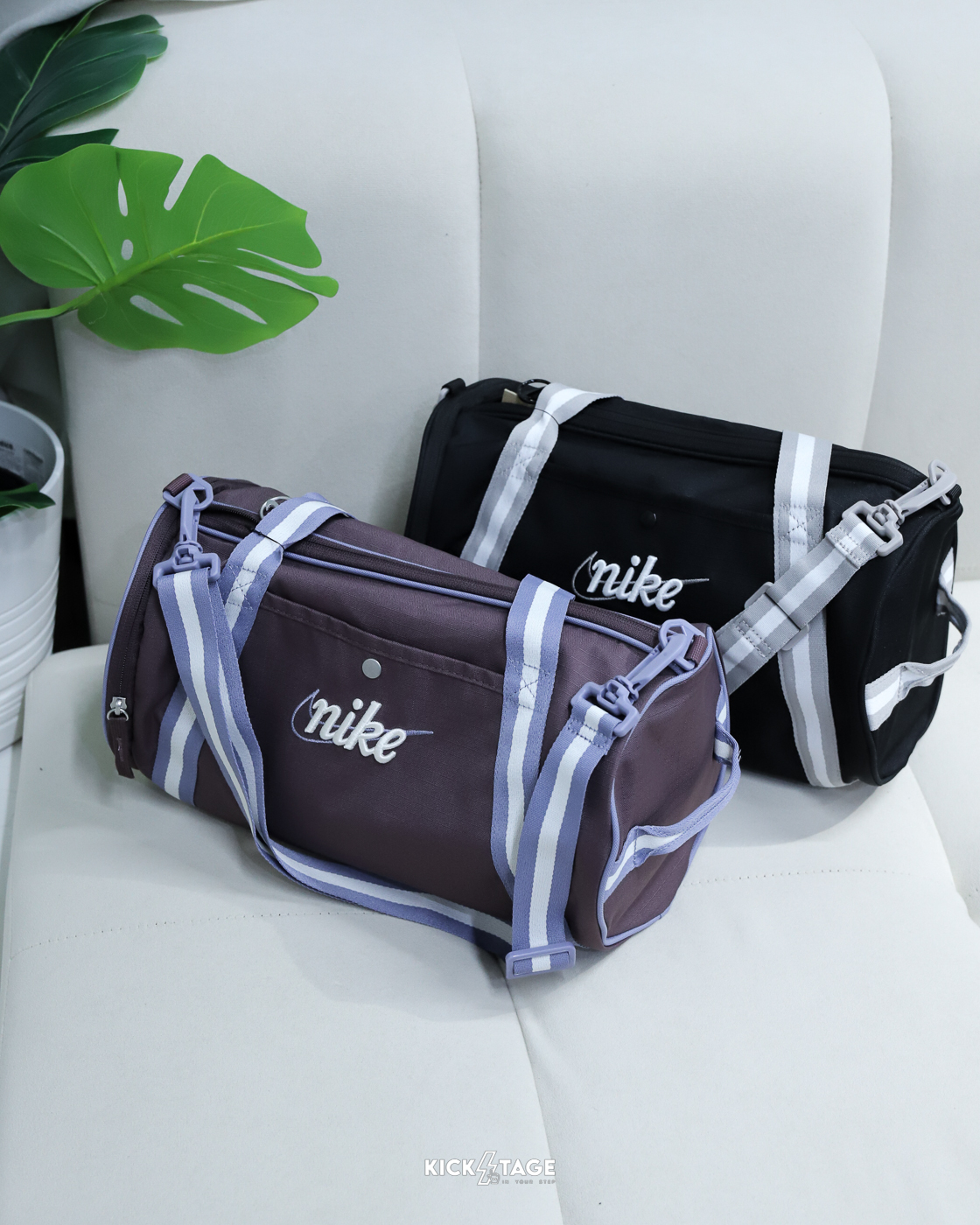 NIKE HERITAGE 黑色 紫色 可調節 帆布 健身袋 手提袋 圓桶包 肩背包 側背包【DR6261】