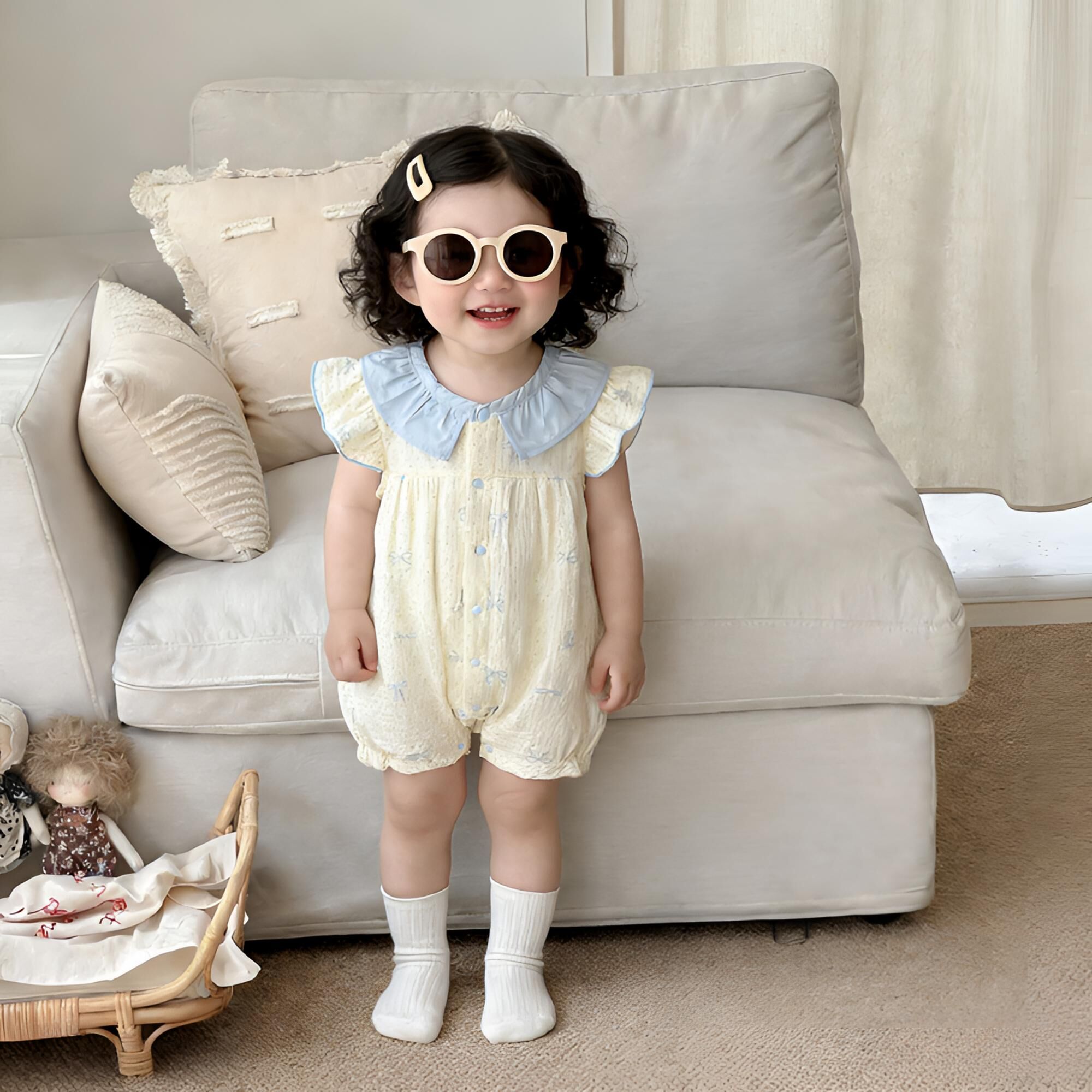 BYC03OP005BE 小確幸蝴蝶結碎花紗質夾衣