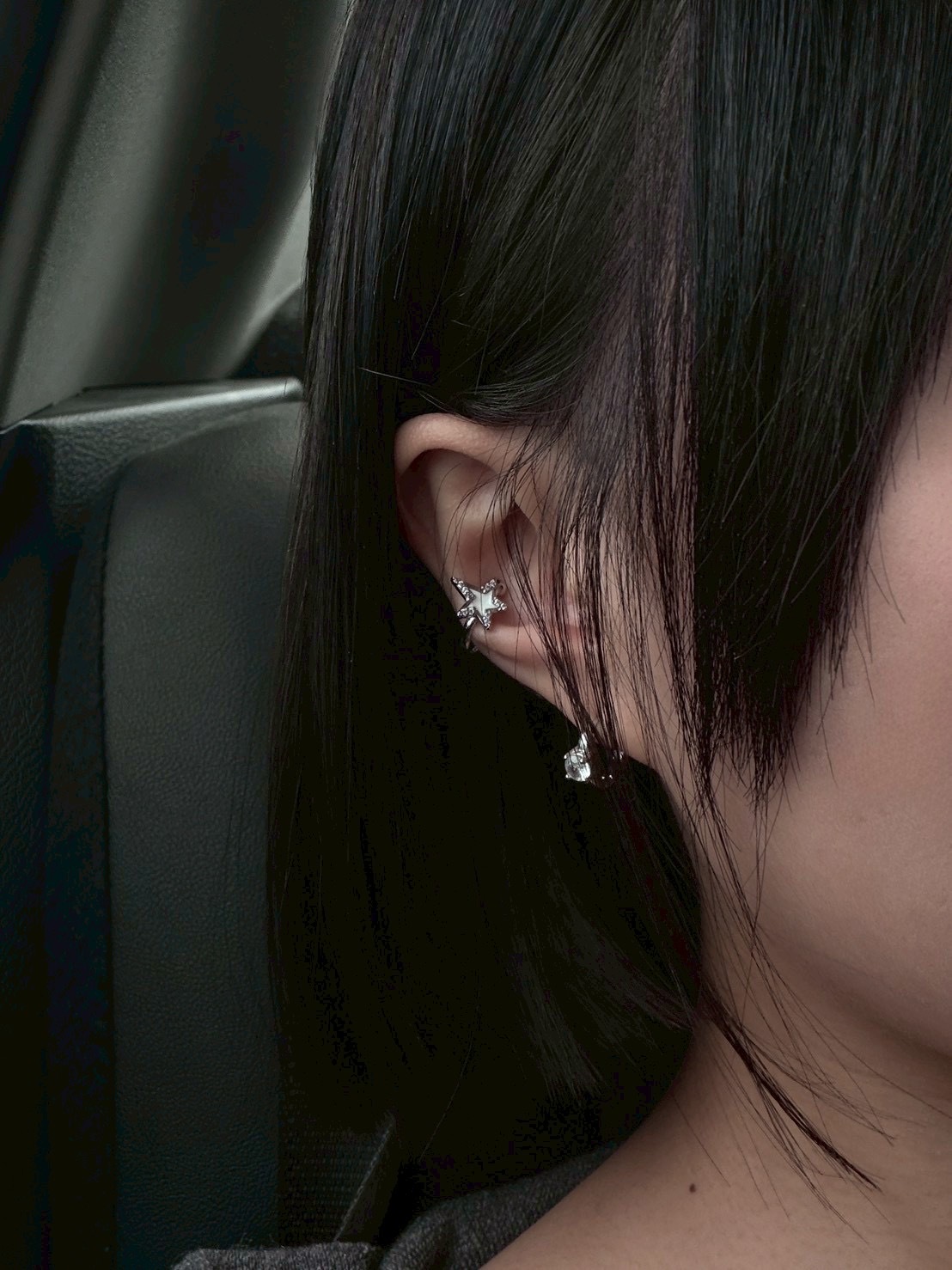 Square drill 925s 小耳圈 耳環 2colors